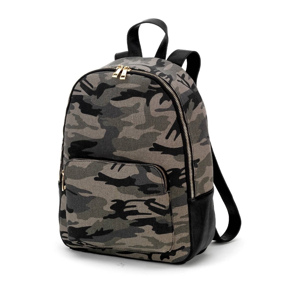 Black and Gray Camouflage Backpack